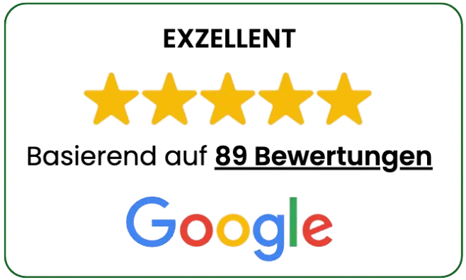 Google Bewertungen Mini-Widget 89 Bewertungen 5 Sterne vom Februar 2026