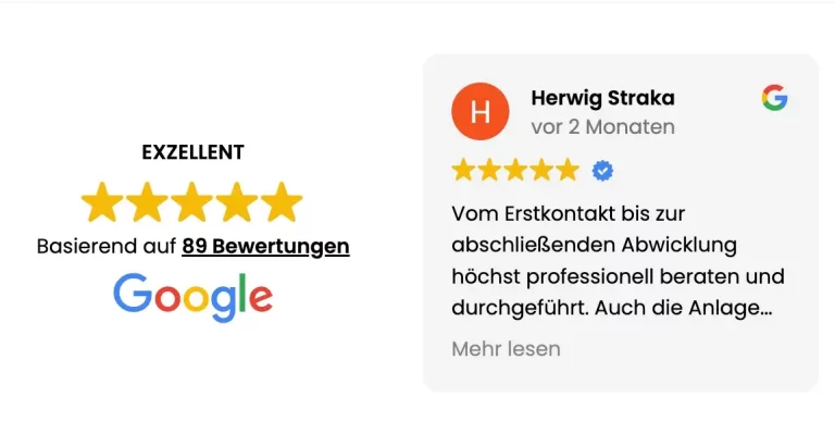 Google Bewertungen 89 Bewertungen 5 Sterne vom Februar 2026 - zeitgerechte Umsetzung, Transparenz und Flexibilität werden hervorgehoben im Review