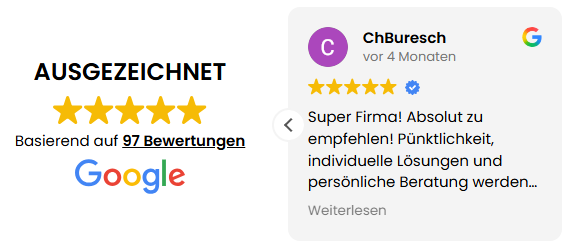 Google Bewertungen 89 Bewertungen 5 Sterne vom Februar 2026 - Pünktlichkeit und individuelle Lösungen werden hervorgehoben im Review